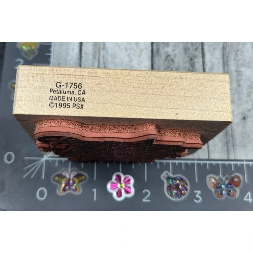 PSX Designs Flower Cart G1756 Wheelbarrow Rubber Stamp Wood #B72
